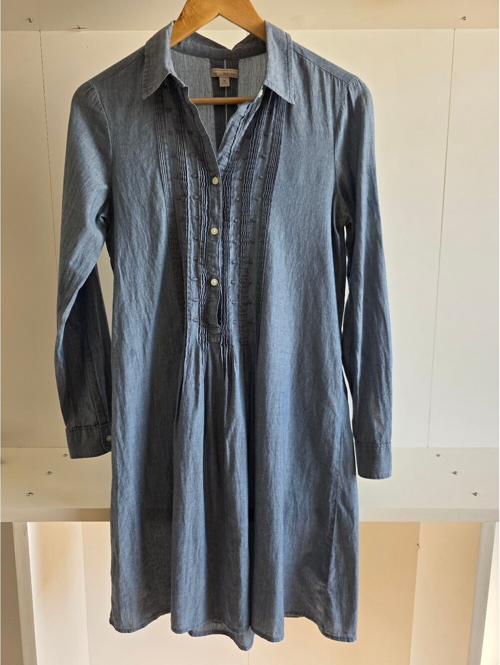 Gap Light Blue Chambray Pintuck Dress, Size XS